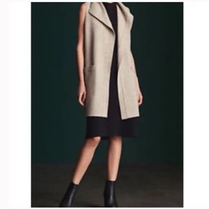 EILEEN FISHER Boiled Wool Funnel Neck Long Vest size XL